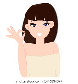 Woman showing or gesturing okey, Vector illustration.