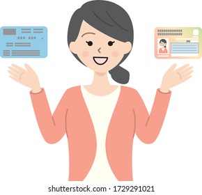 Woman Showing My Number Card And Insurance Card