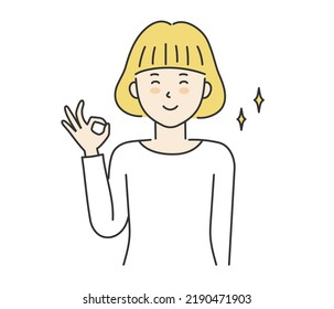 Woman showing ok sign, vector illustration