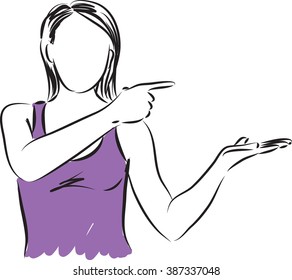 woman showing something illustration