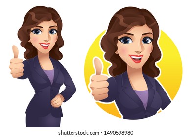 A Woman Showing Thumb Up, Vector EPS 10