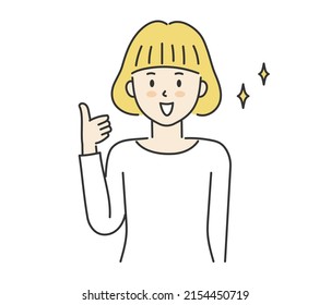 Woman showing thumbs up sign, vector illustration