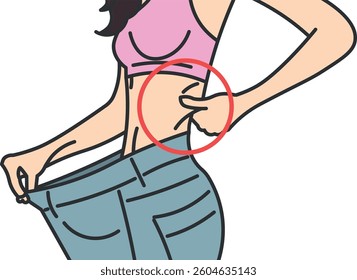 woman showing weight loss and diet result