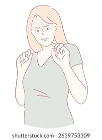 A woman is shown expressing her deep concern with a worried and thoughtful expression in a minimalist illustration