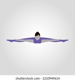 Woman shows yoga pose isolated flat vector silhouette on white background
