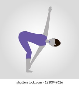 Woman shows yoga pose isolated flat vector silhouette on white background