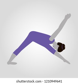 Woman shows yoga pose isolated flat vector silhouette on white background