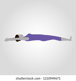 Woman shows yoga pose isolated flat vector silhouette on white background