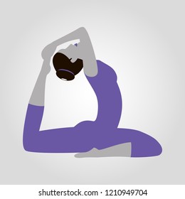 Woman shows yoga pose isolated flat vector silhouette on white background
