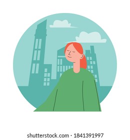 woman sick on the city avatar character icon vector illustration design