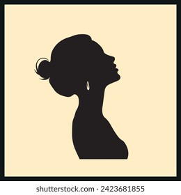 Woman Side Face Silhouette Vector , Silhouette Woman Frontal Beauty, Woman Profile Silhouette