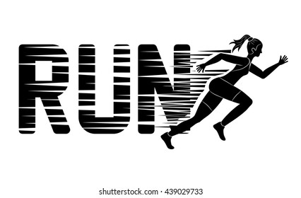 Woman of side running. sport concept, vector graphic