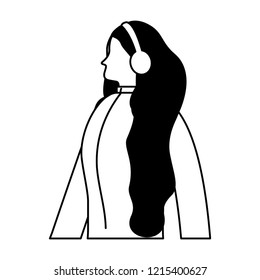 woman side view with winter clothes