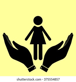 Woman sign. Flat style icon vector illustration.