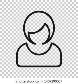 Woman Sign Icon In Transparent Style. Female Avatar Vector Illustration On Isolated Background. Girl Face Business Concept.