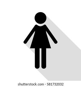 Woman sign illustration. Black icon with flat style shadow path.