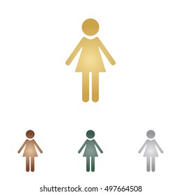 Woman sign illustration. Metal icons on white backgound.
