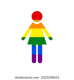 Woman sign illustration. Rainbow gay LGBT rights colored Icon at white Background. Illustration.