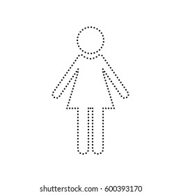 Woman sign illustration. Vector. Black dotted icon on white background. Isolated.