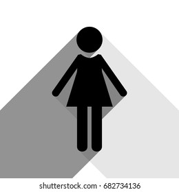 Woman sign illustration. Vector. Black icon with two flat gray shadows on white background.