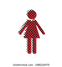 Woman sign illustration. Vector. Brown icon with shifted black circle pattern as duplicate at white background. Isolated.