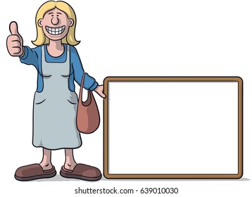 Woman with a signboard