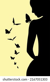 Silhouette de mujer mariposas magia hada mariposa belleza logo de moda