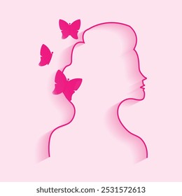 a woman silhouette with butterfly