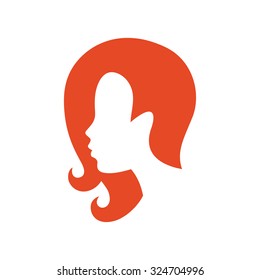 Woman silhouette concept emblem of beauty or hairdressing salon.