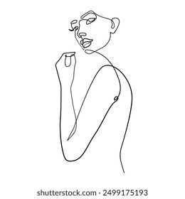 Woman Silhouette Continuous One Line Vector Drawing. Style Template with Abstract Female Silhouette. Woman Portrait Modern Minimalist Simple Linear Style. Female Art for Beauty Fashion Design	