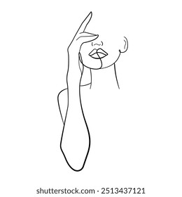 Mulher Silhueta Contínua Uma Linha Desenho. Fêmea Face Art Imprimir Linha Desenho Esboço Ilustração. Retrato de mulher Trendy Linear Print. Design de Contorno Feminino Minimalista. Vetor EPS 10
