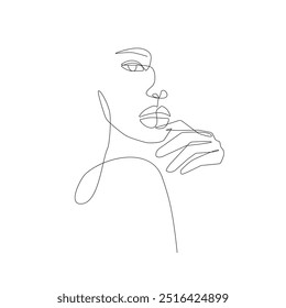 Woman Silhouette Continuous Single Line Drawing. Abstract Minimal Female Face Sketch Illustration. Line Art Drawing of Woman Silhouette. Female Elegant Modern Trendy Contour Drawing. Vector EPS 10.	