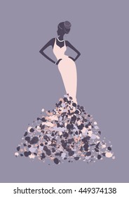 Woman silhouette design wearing a beautiful abstract dress