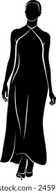 Woman Silhouette In Dress. Vector illustration 