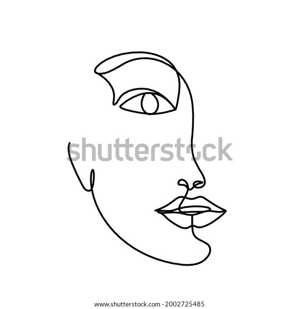 Woman Silhouette Face Line Drawing Picture Stock Vector (Royalty Free ...