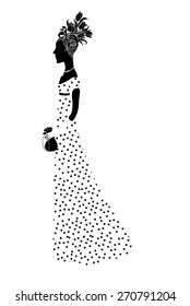 woman silhouette with hair styling from tulips made by black and white effect