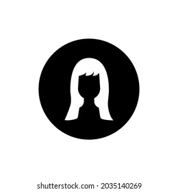 Woman Silhouette Icon Circle Black Color Editable. Womens Salon Icon.Woman Hairstylist Icon.