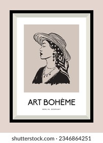 Woman silhouette illustration. Art for postcards, wall art, banner, background, branding