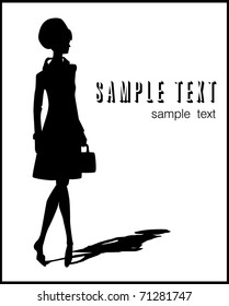 woman silhouette illustration with a bag svg