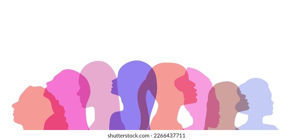 Woman silhouette illustration, different ethnic women power design. For banners, backgrounds, posters, invitations.