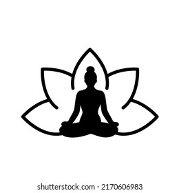 Woman Silhouette Inside Lotus Flower Yoga Stock Vector (Royalty Free ...