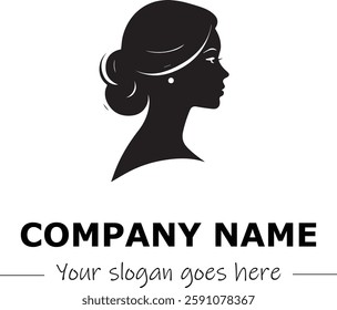 a woman silhouette logo design black and white