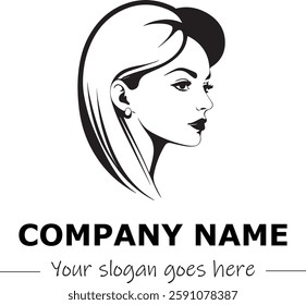 a woman silhouette logo design black and white