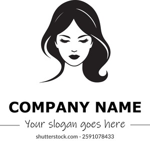 a woman silhouette logo design black and white