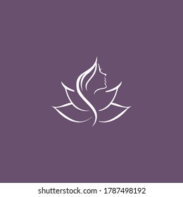 Woman Silhouette In Lotus Flower Icon Vector Template,eps 10