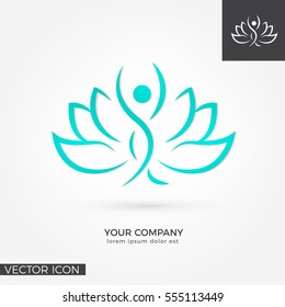 Woman silhouette in lotus flower , LOGO / ICON