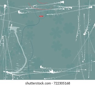 Woman silhouette on abstract background