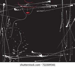 Woman silhouette on abstract background