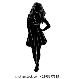 woman silhouette on white background isolated, vector