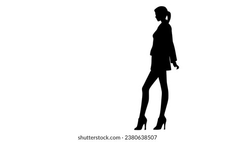 Woman silhouette on white background. Black vector image.